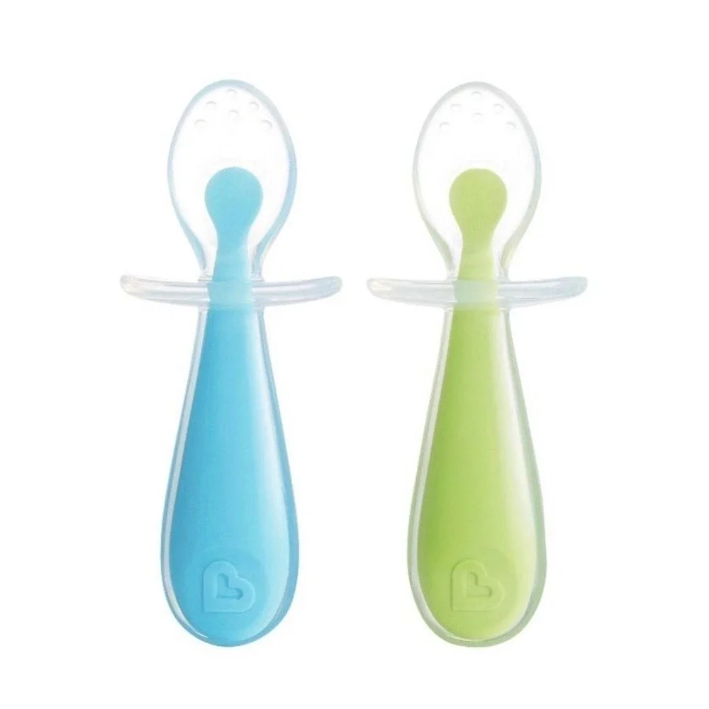 Munchkin‎ Gentle Scoop Silicone Training Spoons, 2 Pack, Blue/Green