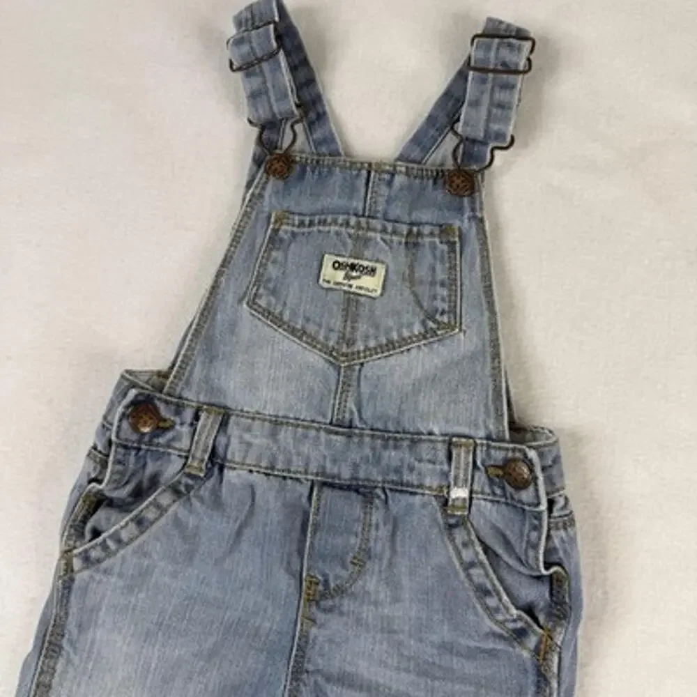 OshKosh Overalls Denim Vestbak Baby Boys 2T Blue Adjustable Straps Pockets