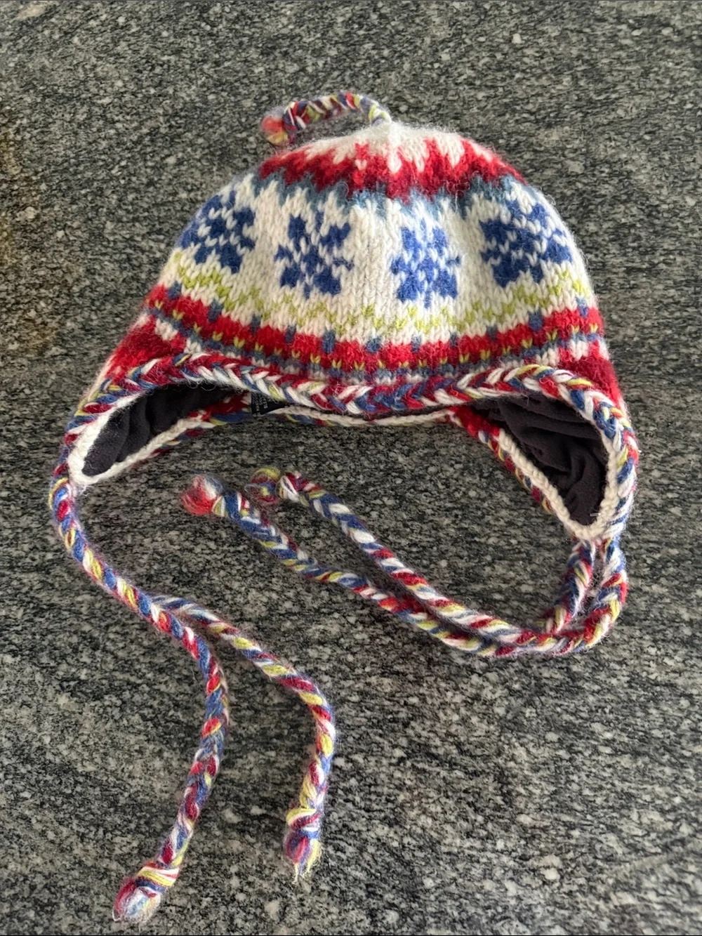 Hand Knitted Winter Woolen Ski ⛷️ Hat with Braided Ties