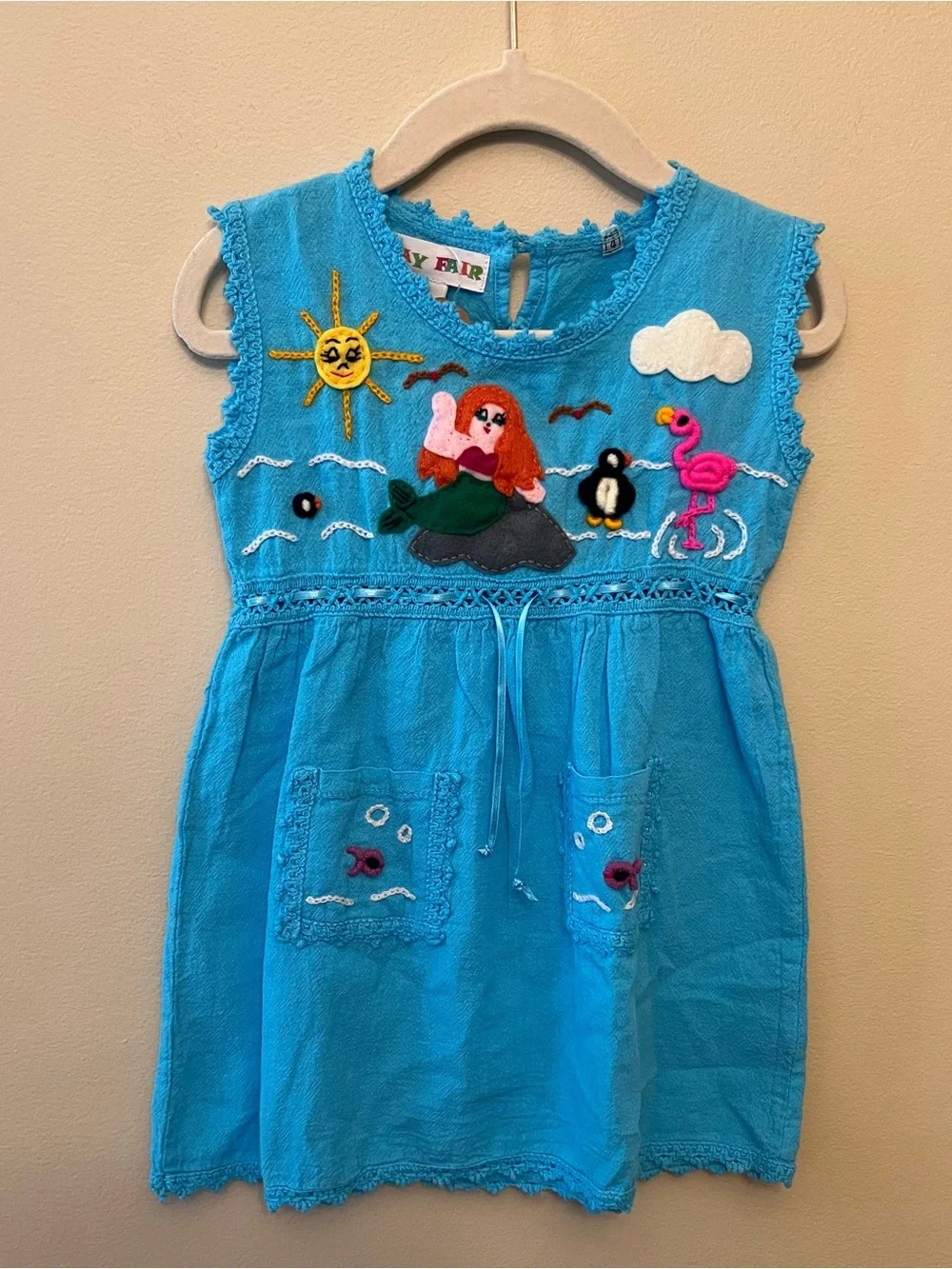 NWT Peruvian Artisan-Made Hand-Embroidered Applique Sun Dress Toddler Size 4