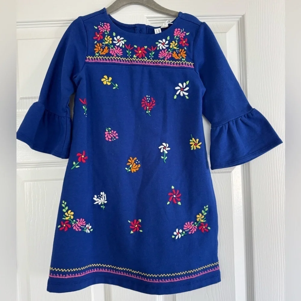 NWT Janie & Jack By Juno Valentine Girls Blue Embroidered Floral Dress size 4