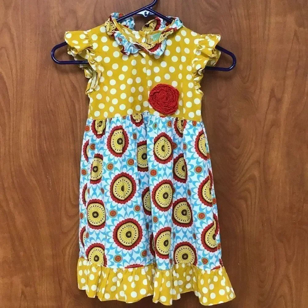 Super cute little girls, dress, polkadot and floral print size 6 by Sage & Lilly