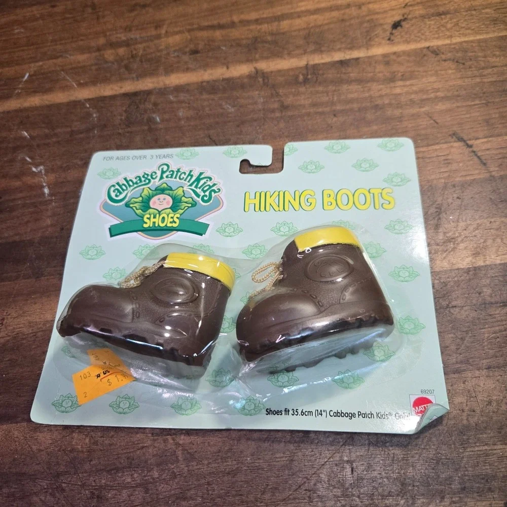 VINTAGE CABBAGE PATCH KIDS BROWN HIKING BOOTS FITS 14