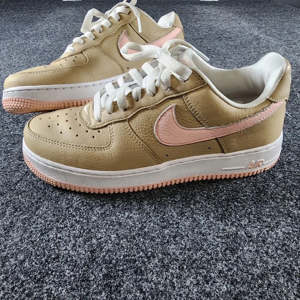 Nike Air Force 1 Low Khaki Pink Tan Leather Sneakers‎ Women 8.5