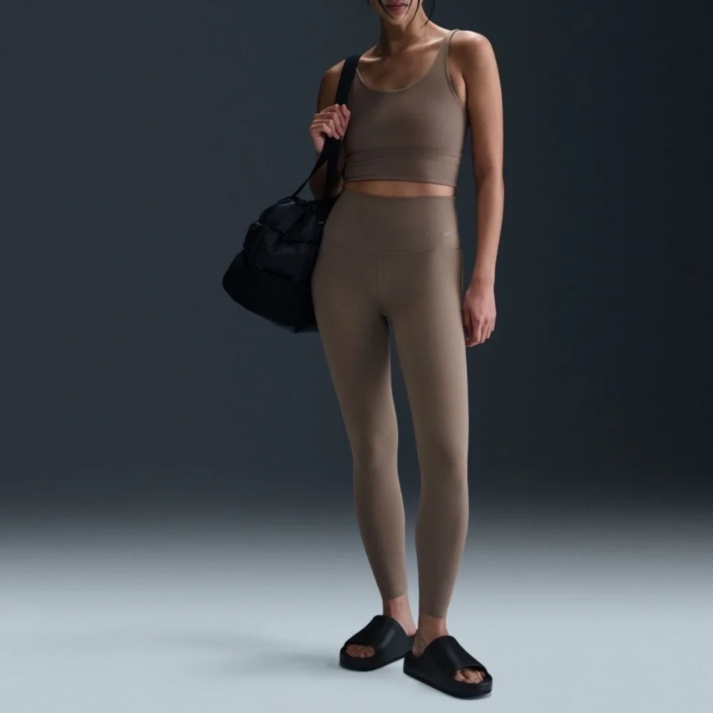 NIKE Zenvy High Waist Leggings Mink Brown NEW