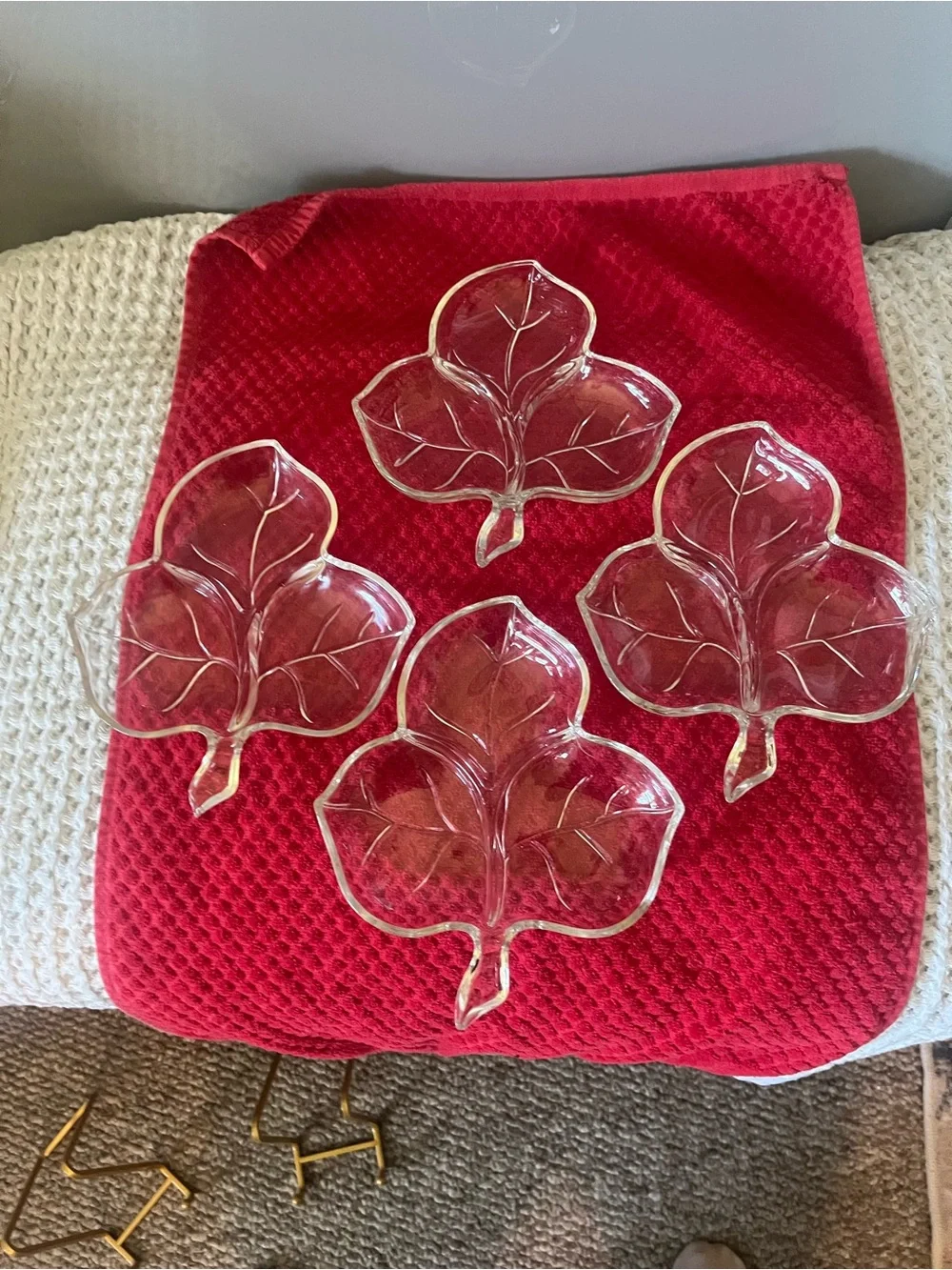 Vintage Hazel-Atlas Clear Glass Divided Leaf Dish - 3-Section Relish & Candy 538