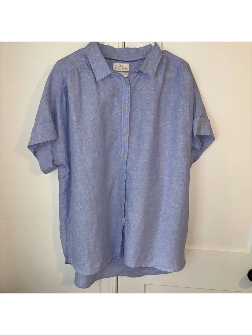 J.Crew $118 Relaxed 100% Linen Womans LT Baird McNutt Irish Linen Short Sleeve