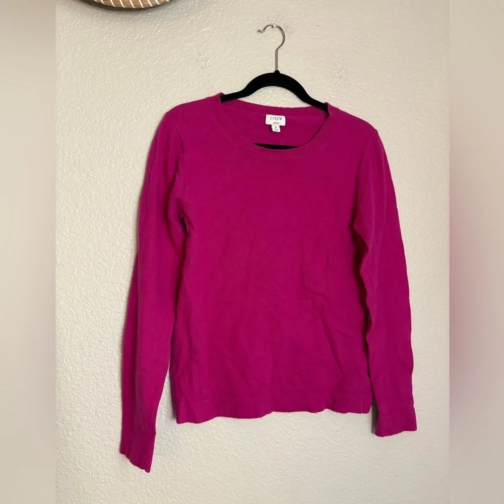 J. Crew Hot Pink/Fuchsia Teddie Sweater Cotton Wool Blend