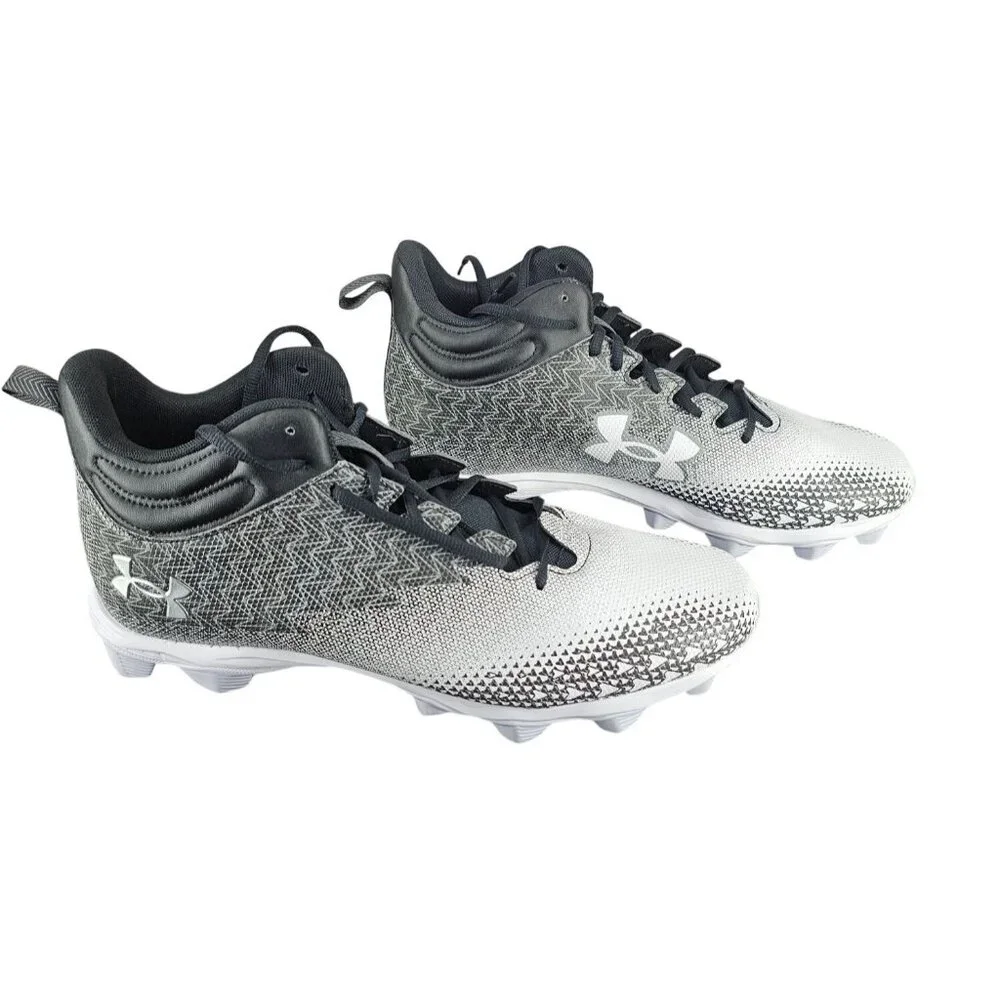 Under Armour Spotlight Cleats Black & White Mens Football Shoes Size 10.5 Synthe