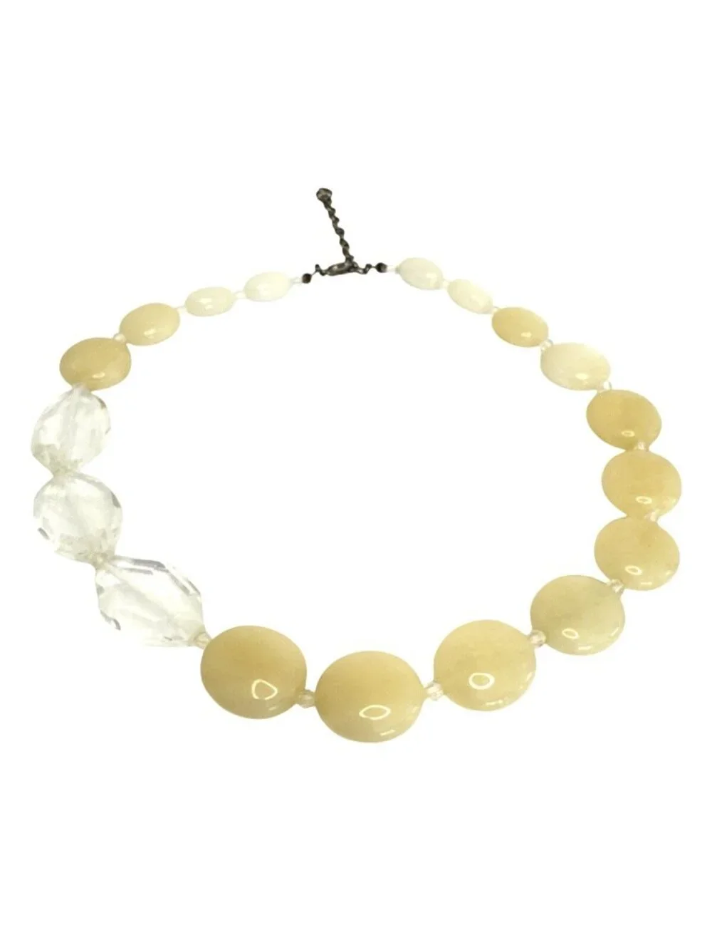 Carolee Yellow & Clear Natural Stone Beaded Necklace With Lobster Clasp