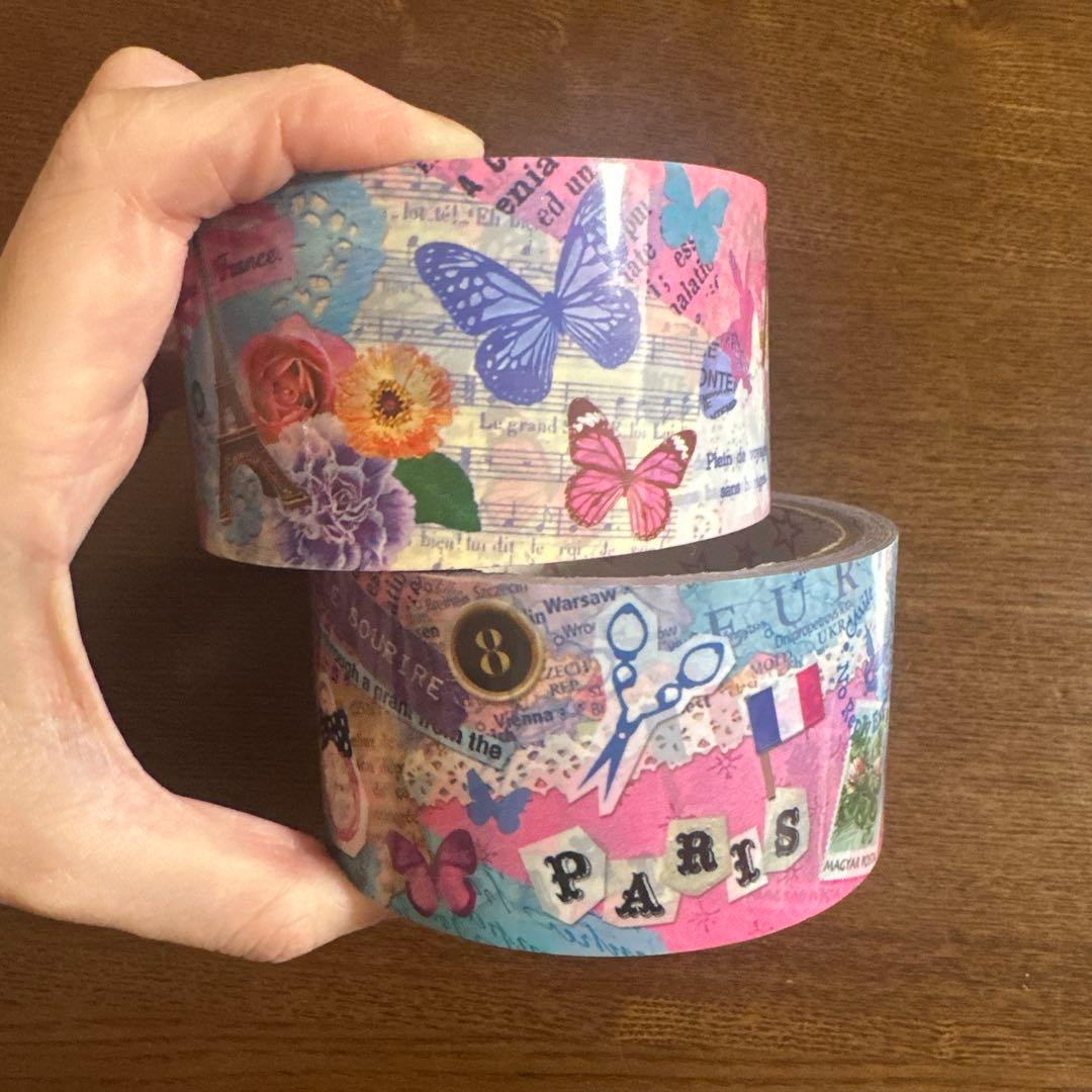OPP Tape, Paris Style, Set of 2, Flowers, Butterflies, English Text, Sheet Music, Clocks, Castles, Cute