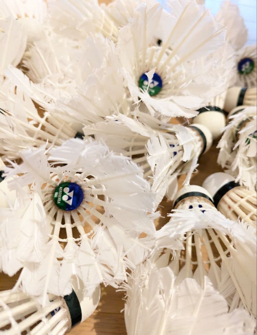 badminton shuttlecocks<br>slightly