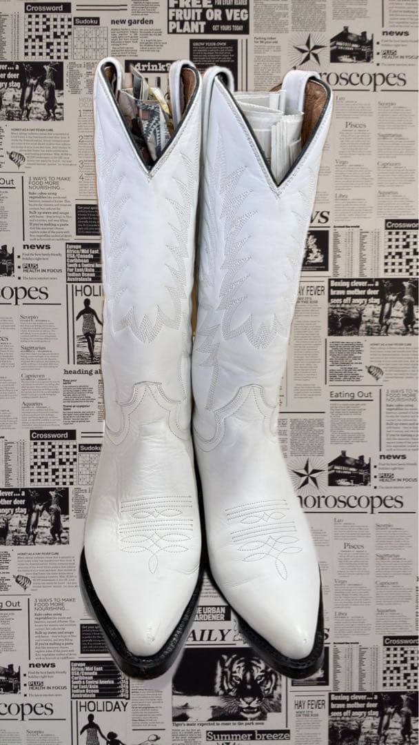 Rancho Western Boots White Leather
