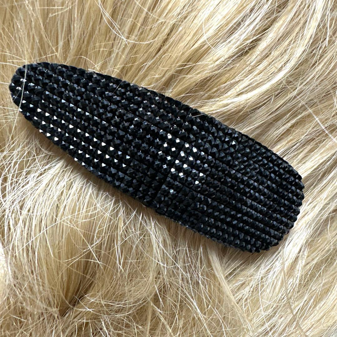 Special Price☆✴︎Snap Clip Corner 183A Sparkling Rhinestone Teardrop Bijou Clip Black 8cm