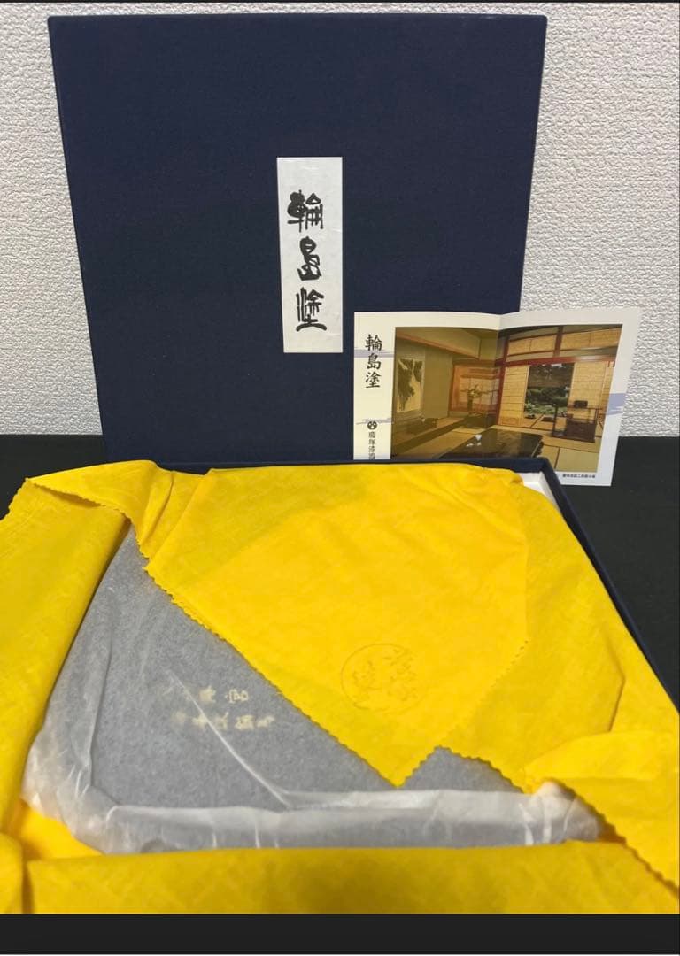 Unused Wajima-nuri (lacquerware) Anahachimangu Shrine ritual Yabusame (horseback archery) Wajima Keizuka gold black lacquered tray square tray