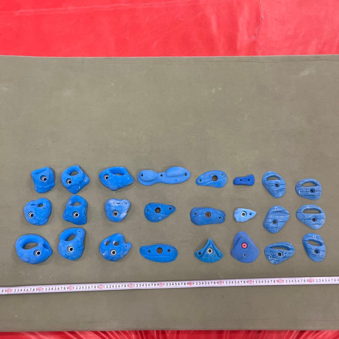 Used climbing holds, blue tones, 24 pieces