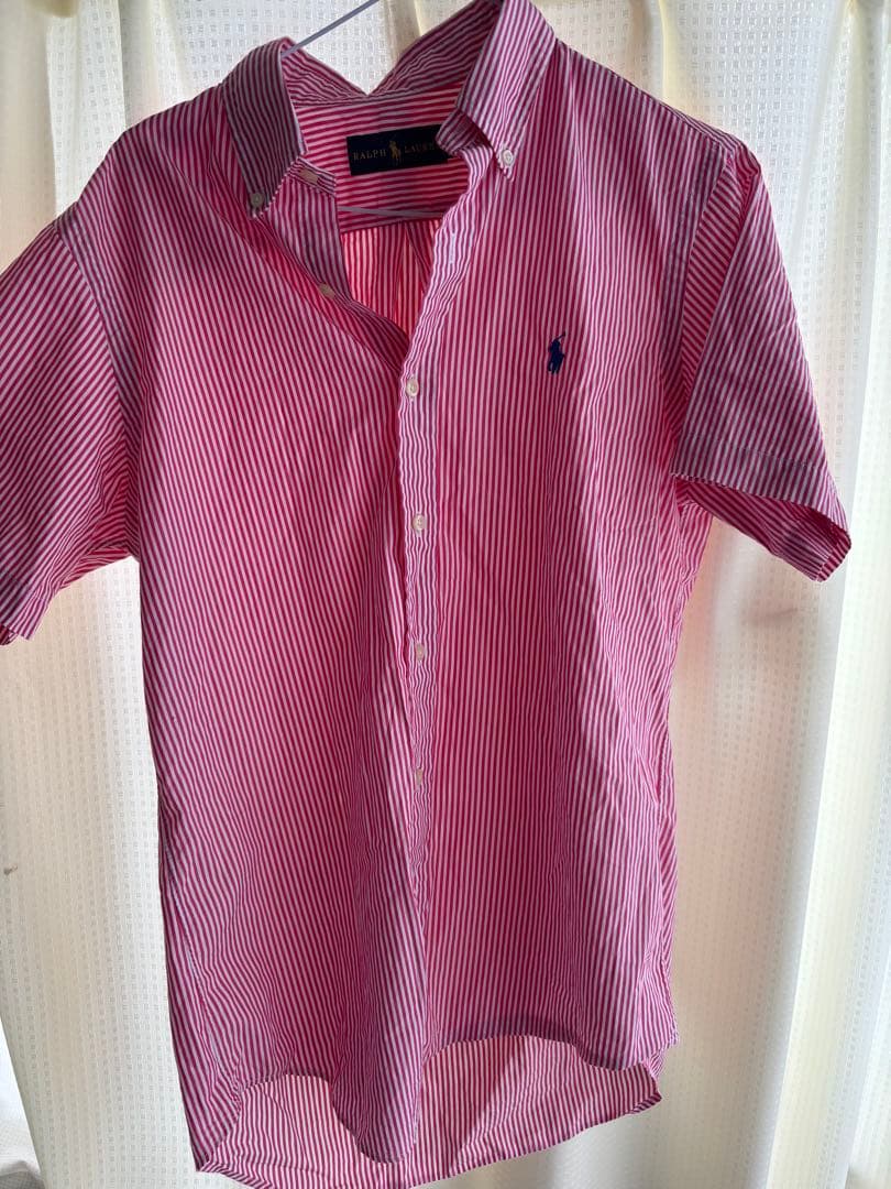 Ralph Lauren Short Sleeve Shirt, Size S, Red and White Stripe