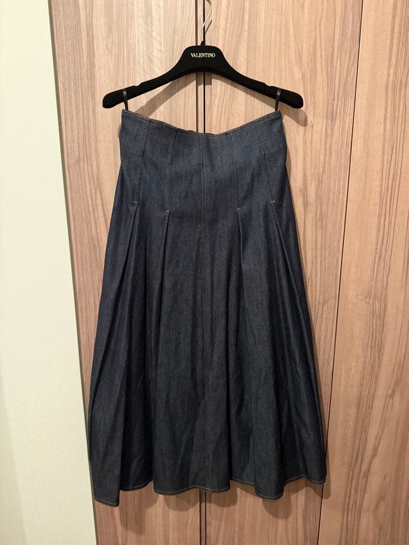 ANAYI Dark Denim Knee-Length Flare Skirt