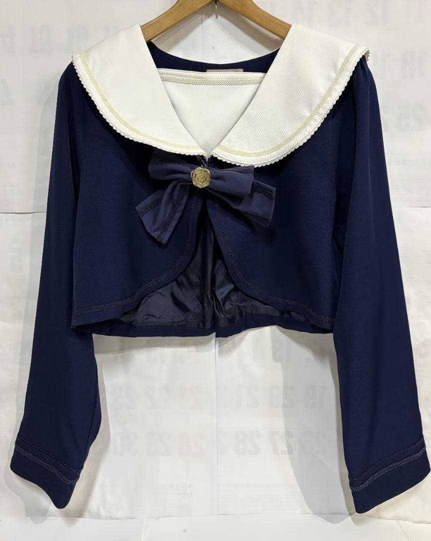 Amavel Sailor Bolero Jacket Navy Sailor Uniform Top with Ribbon