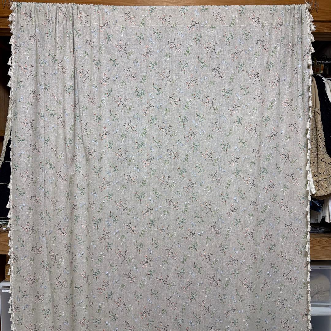 Floral pattern, with fringe, curtain or noren?