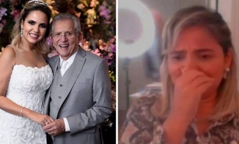 Mulher de Carlos Alberto chora e acusa ex de criar ataques virtuais: ‘aguentei até aqui’