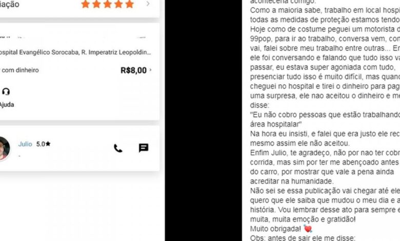 Motorista de aplicativo não cobra por corrida até hospital e história viraliza