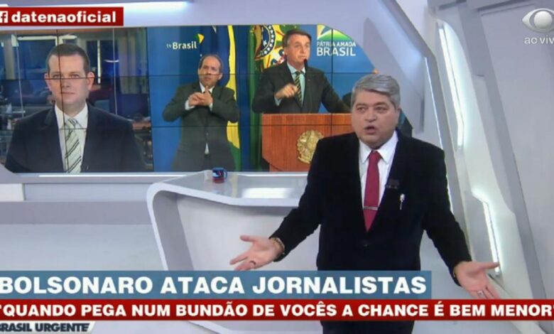 Datena se irrita com postura de Bolsonaro e defende jornalistas