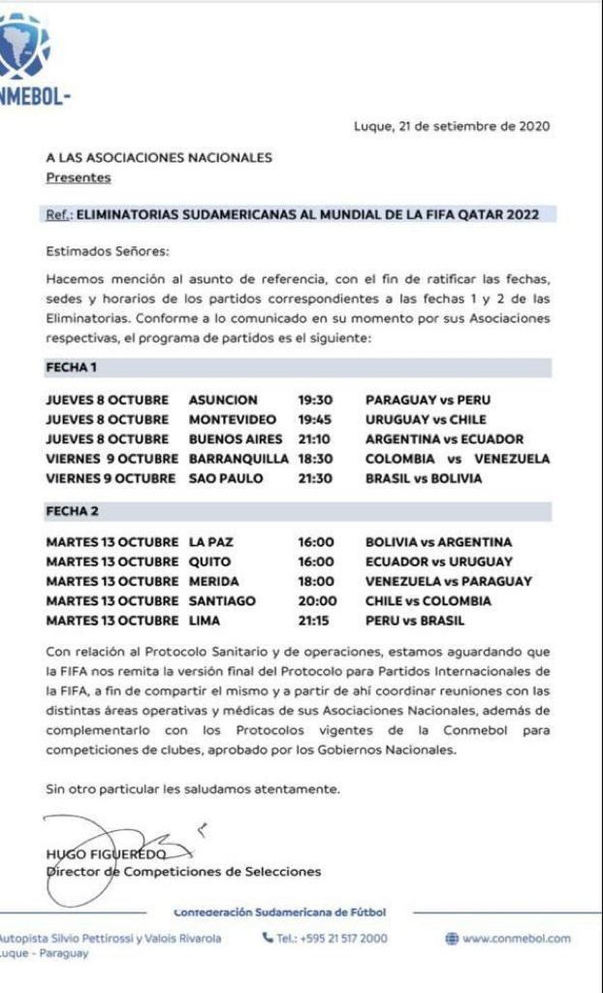 Conmebol confirma data, horário e local de início das Eliminatórias; confira a tabela atualizada