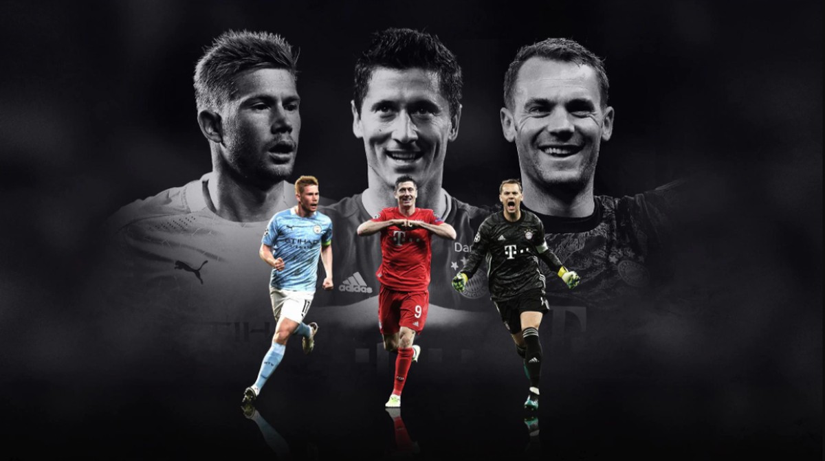 Lewandowski, Neuer e De Bruyne são os finalistas ao prêmio de melhor jogador da Europa